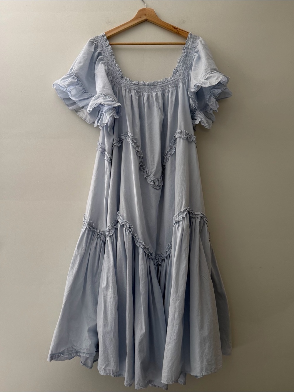 Free People Midi Dress Harriet Endless Summer Tiered Ruffles Blue Size Medium - Picture 3 of 10
